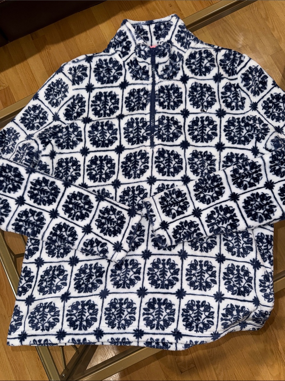 Vineyard Vines island geometric tile print quarter fleece pullover size large - Picture 3 of 6